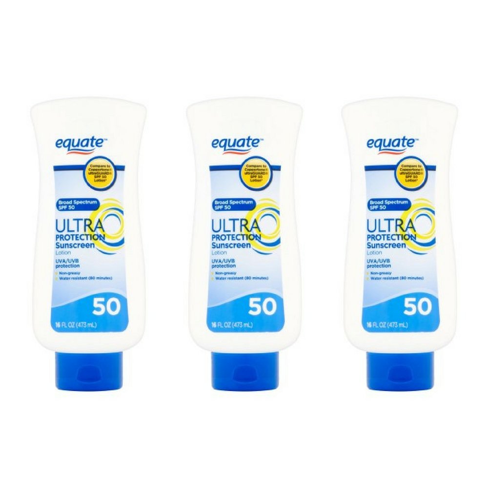 Equate Ultra Protection Sunscreen Lotion, SPF 50, 16 fl oz (3 pack)