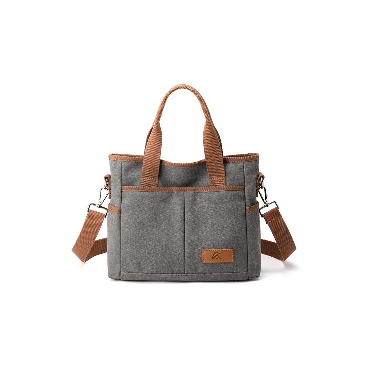 CORIOS Women Tote Handbag Canvas Shoulder Bag Casual Crossbody Bag Ladies Top Handle Bag Multi-Pockets Satchel Bag Fashion Messenger Bag for Shopping Travel Office Work Daily Use Grey