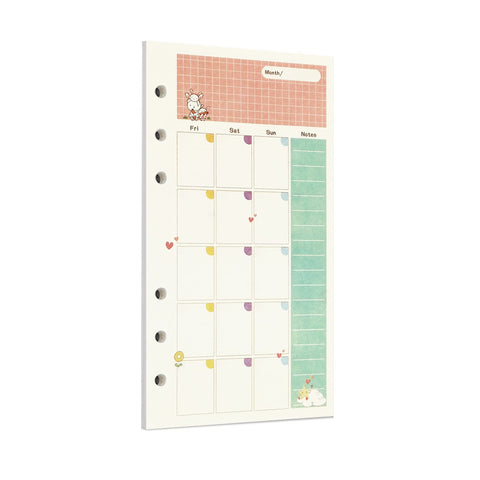 Zelten 45 Sheets 90 Pages Colorful Loose Leaf Punched Paper Refills Paper for 6 Hole Binder Personal Organizer Diary Notebook Refillable Planner (A6, Fairy Tale Monthly Planner)