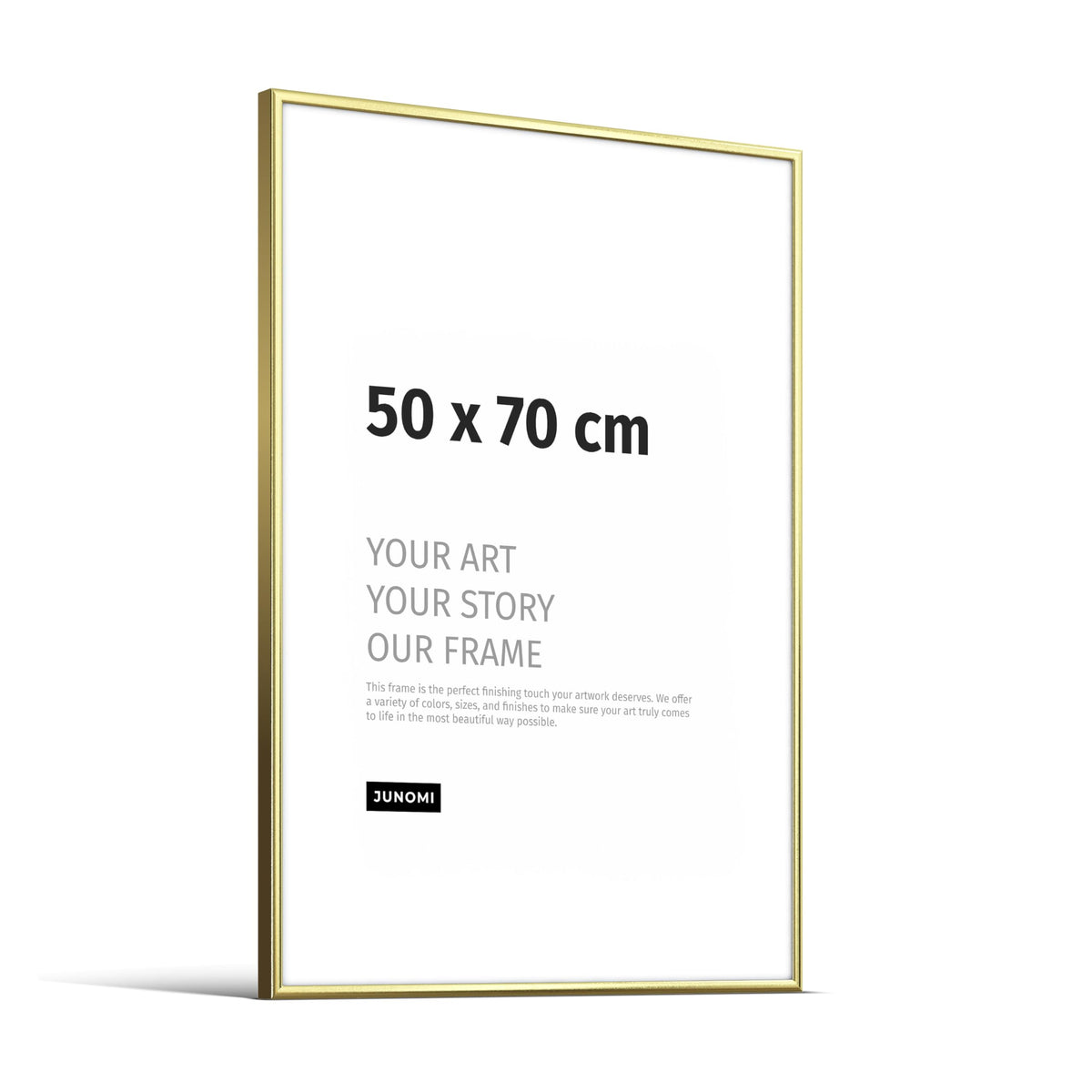 JUNOMI® Picture Frame 50 x 70 cm Aluminium Colour Gold (Glossy) Wall Decoration Metal with Shatterproof Acrylic Glass Picture Frame Metal