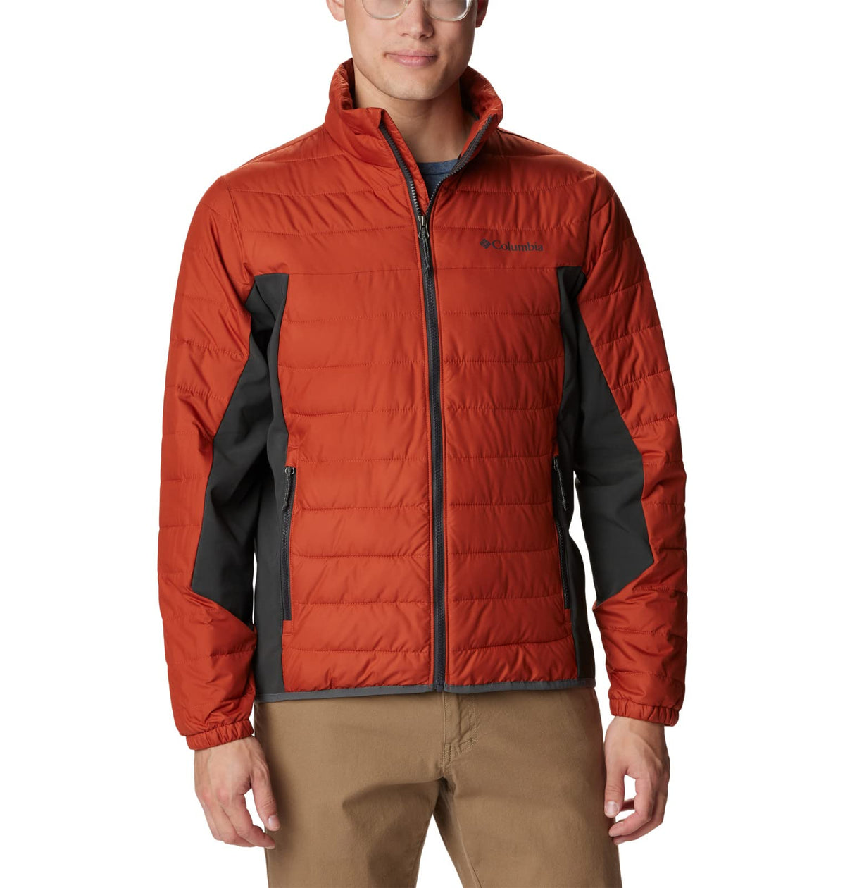 Columbia Men's Powder Lite Hybrid Puffer Jacket, Warp Red, Shark, XL