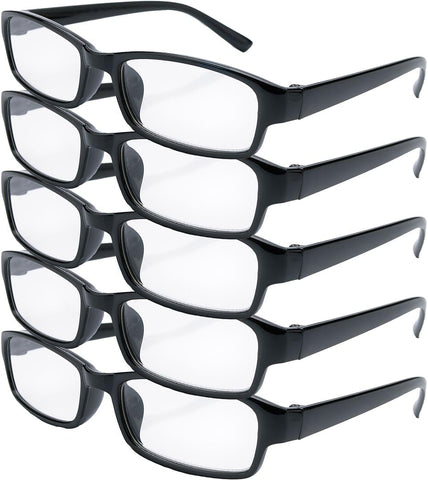 4sold The Reading Glasses Slim Readers Value 5 Pack Mens Womens Black +3.50
