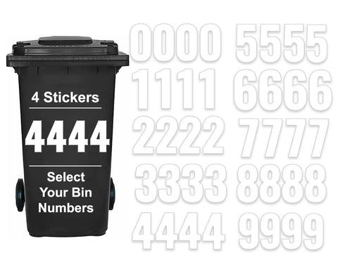 Pack of 4 Plain Bin Stickers for Wheelie Bins Number - 4 Waterproof (17 cm) Labels for Wheelie Bins & Garbage Bins Packwith®