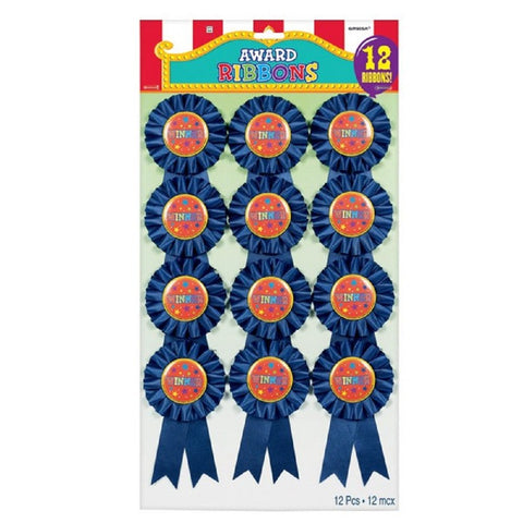 Rosette Award Blue Fabric Ribbons "Winner" - 6" (Pack of 12) | Elegant and Eye-catching Design - Perfect for Celebrations & Competitions