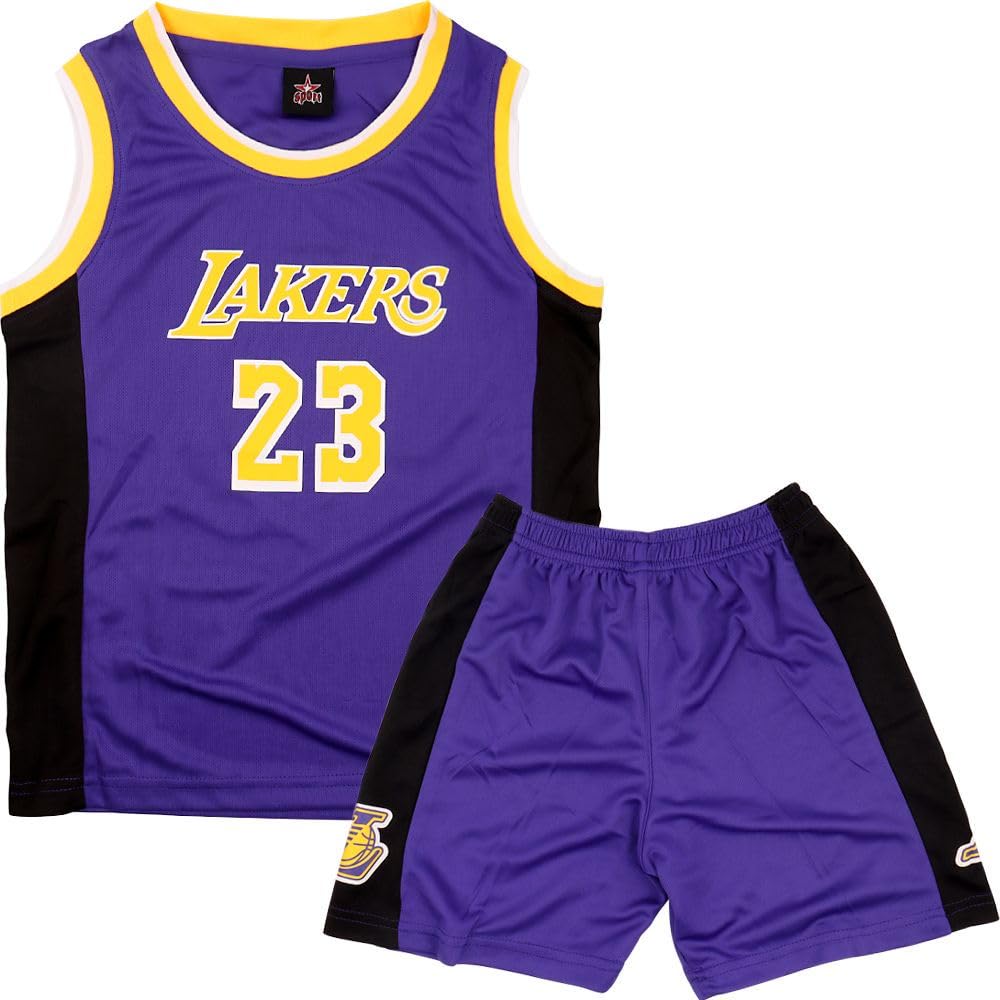Basketball Kit Kids Boys - 2-Piece Sleeveless Basketball Shirt Top and Kids Shorts - Basketball Jersey Kit Gifts for 4 5 6 7 8-14 Year Old Child Kids,Purple(L,150)