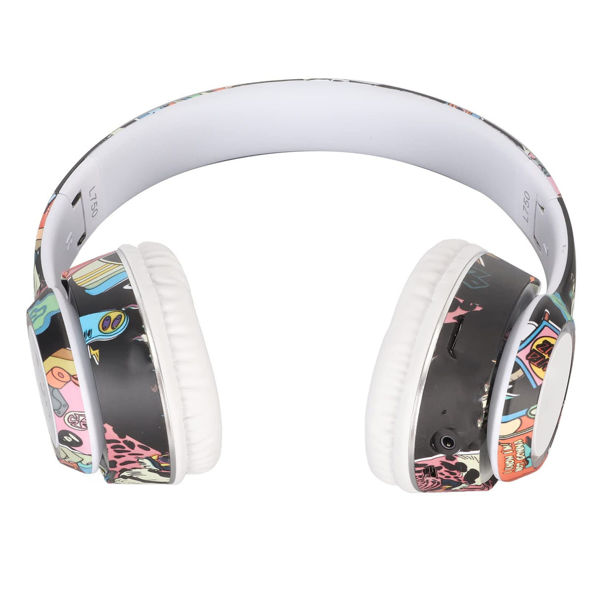 Over Ear Gaming Headphone, HiFi Stereo Volume Control Graffiti Wireless Headset Support Memory Card Powerful Bass Adjustable Headband for Tablet for PC