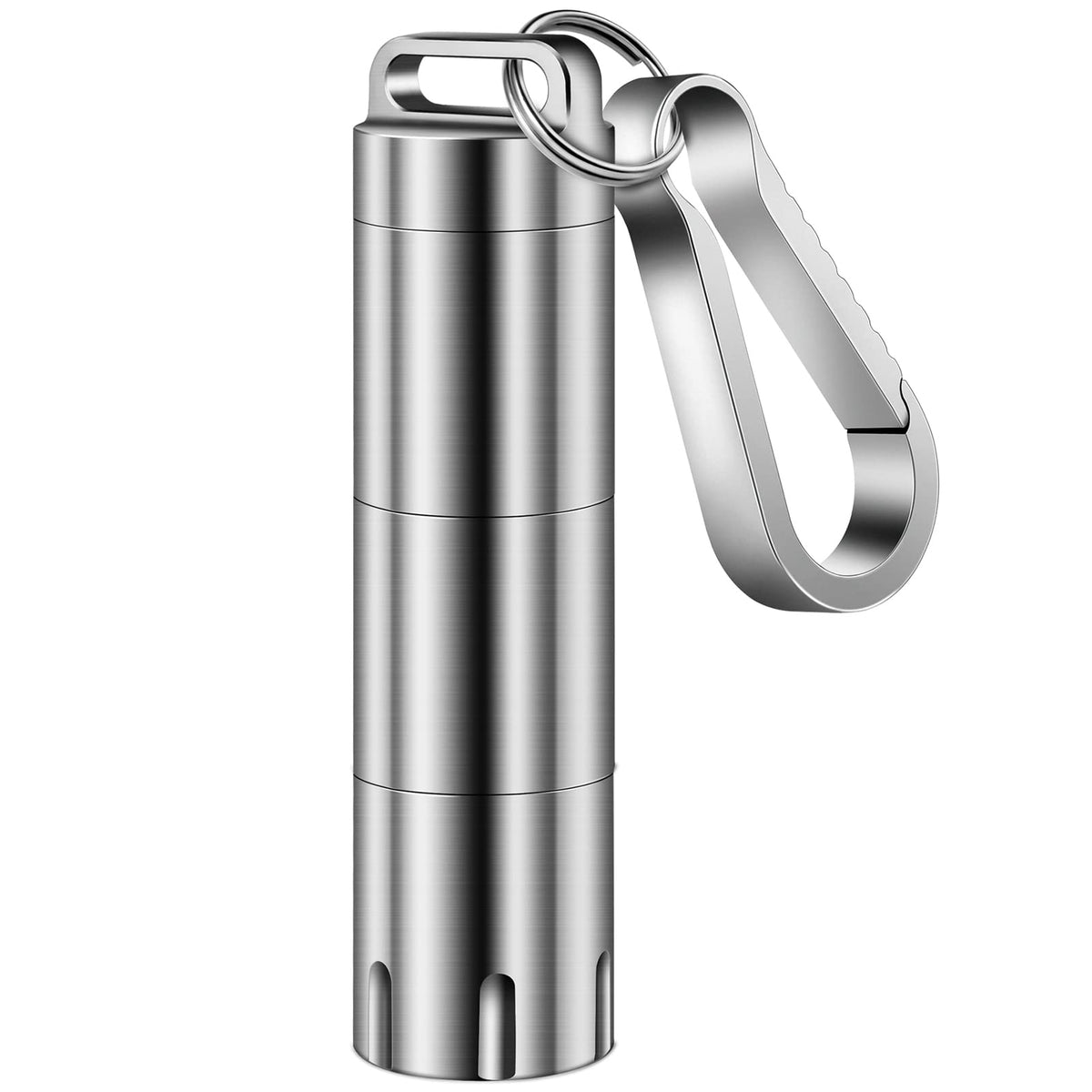 Titanium Small Pill Holder Keychain, TISUR Portable Pill Case Waterproof Pocket Pill Box Container Carrier to Hold Pills, Vitamins, Fish Oil, Supplements