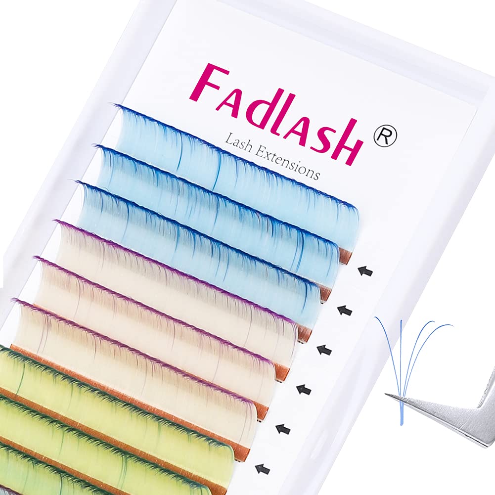 Colored Lash Extensions Lash Extensions Easy Fan Volume Lashes C/D Curl Volume Lash Extensions 0.07 FADLASH Self Fanning Eyelash Extension Supplies (0.07D, 16mm)
