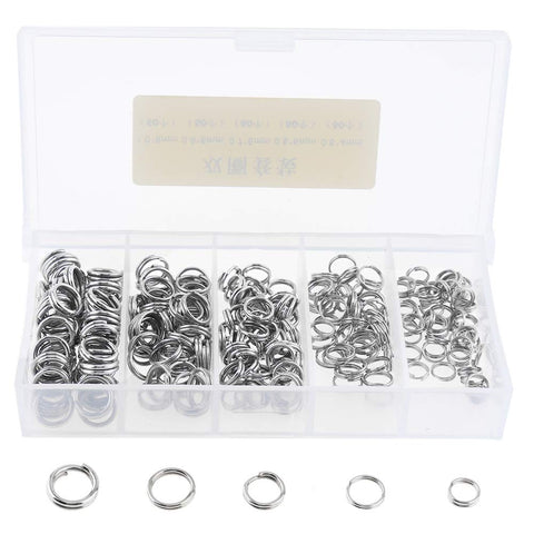 OriGlam 250pcs Multiple Sizes Round Stainless Steel Fishing Split Rings, Metal Solid Circle Lure Connectors, Fishing Rings, Fishing Split Rings for Jigging Fishing Hooks Fishing Lures Tackle