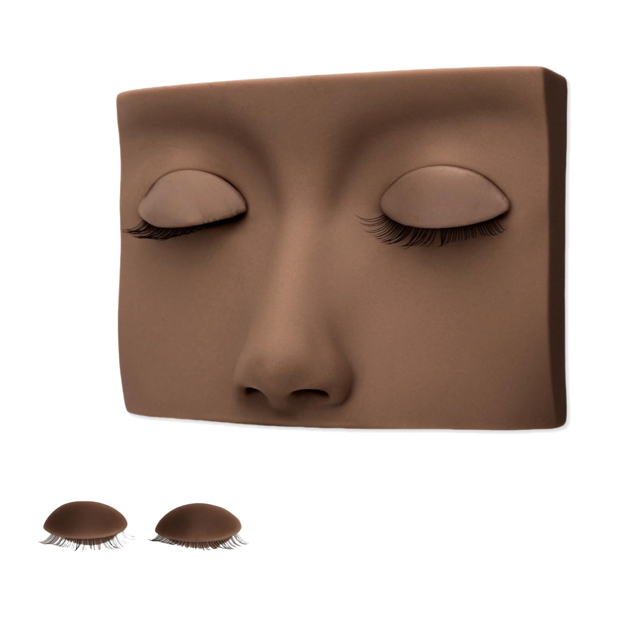 Lash Mannequin Head, Mannequin Head of Removable Lash Practice Eyelids, Eyelash Extension Mannequin Head, Eyelash Mannequin Head for Beginners (Dark Brown)