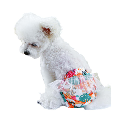 Harikaji Small Dog Sanitary Panties, Lace Washable Reusable Cute Puppy Panties Pet Underwear Diaper Physiological Shorts for Female Girls Dogs(Hawaiian,XS)