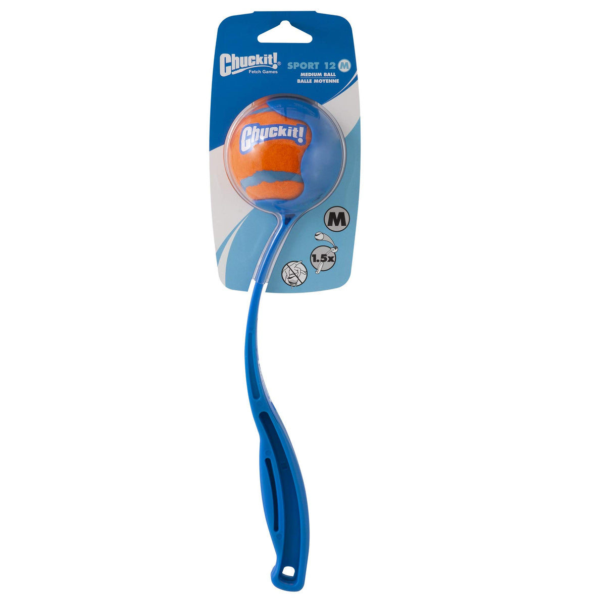 Chuckit! Dog Ball Pocket Laucher Sport Launcher 12M Dog Toy with Medium Tennis Ball Lightweight Fetch Toy Ultra Ball Thrower for Dogs - Medium, 30cm Long