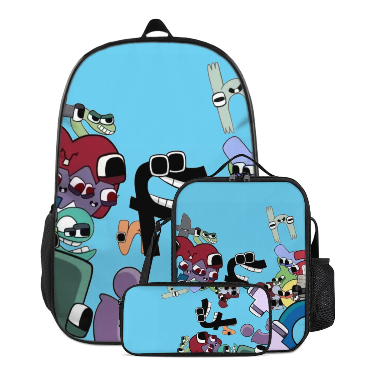 KHSANIG 3 Pcs Lore of Alphabet Backpack Cartoon Travel Bag Portable Large Capacity Sports Backpacks Schoolbag For Boys Girls, Letter F