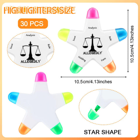 Chivertion 30 Pcs Law School Supplies Star Shape Briefing Highlighters Brush Welcome Back to School Gifts Inspirational Appreciation Gifts Best Gifts for Law Students Lawyer Gifts for Women