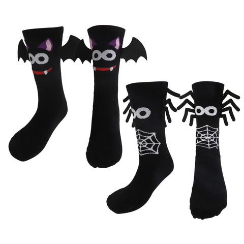 HONMOK 2 Pairs Novelty Socks for Men, Black Bat Spiders Socks, Christmas Gifts for Men Women, Funny Socks Men, Odd Socks Presents for Halloween Party Daily Use Nightmare Before Christmas Gifts