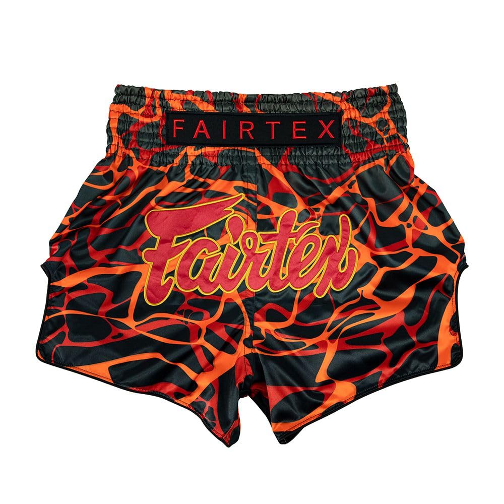 Fairtex Slim Cut Muay Thai Boxing Shorts (Magma Red, Small)