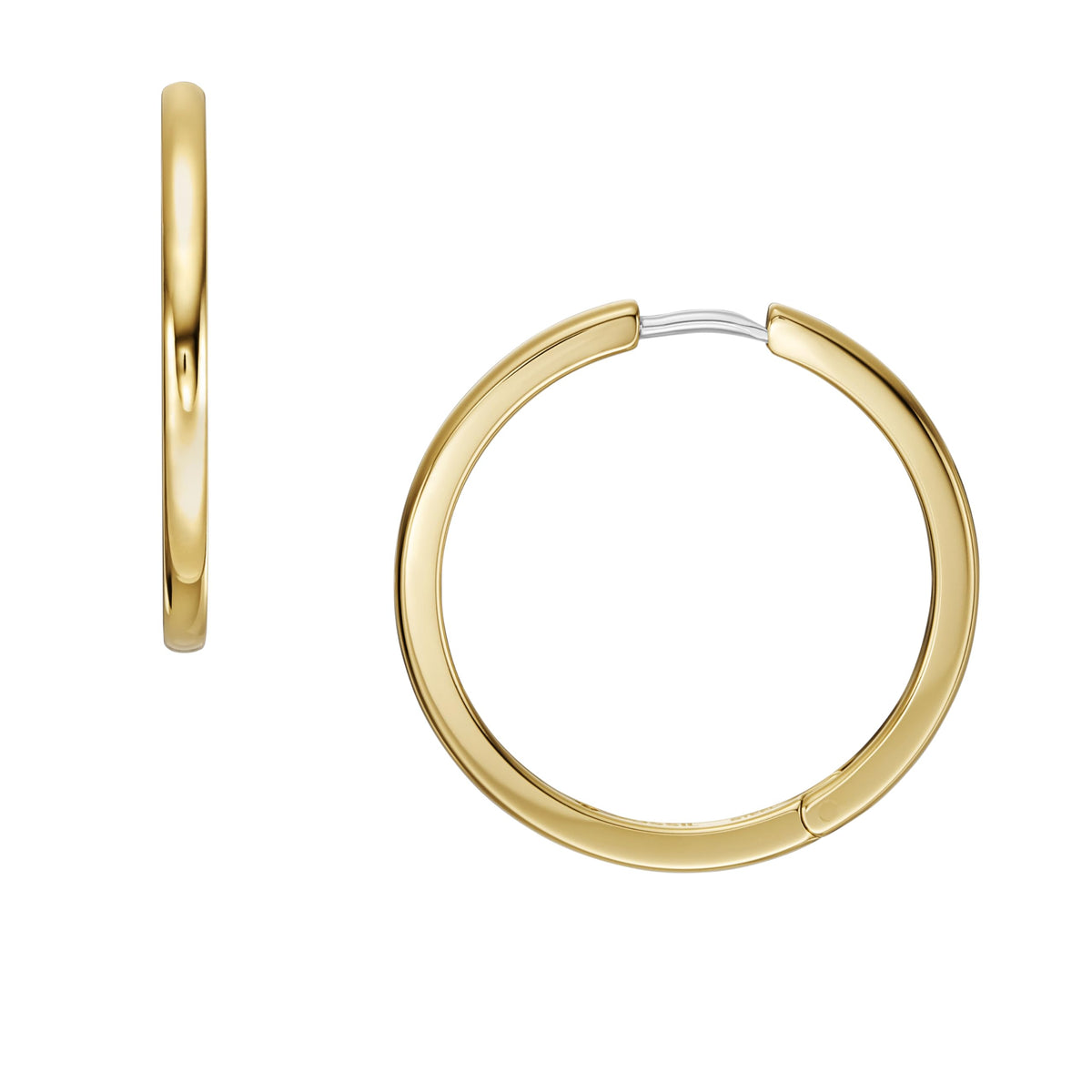 Fossil Women's Stainless Steel Gold-Tone Hoop Earrings, Color: Gold (Model: JF04638710)