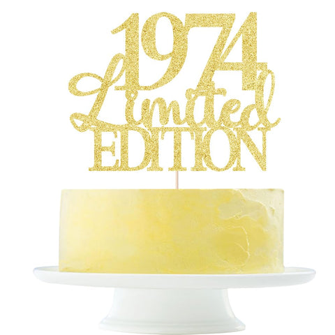 Limited EDITION 1974 cake topper 50th birthday happy birthday cake topper men and women cheer 50 years old handmade Golden glitter cake decoration