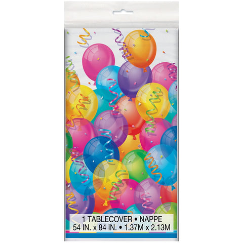 Brilliant Balloons Plastic Tablecloth, 84" x 54"