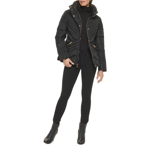 GUESS Women's Midweight Puffer Jacket, Cold Weather Black, Large
