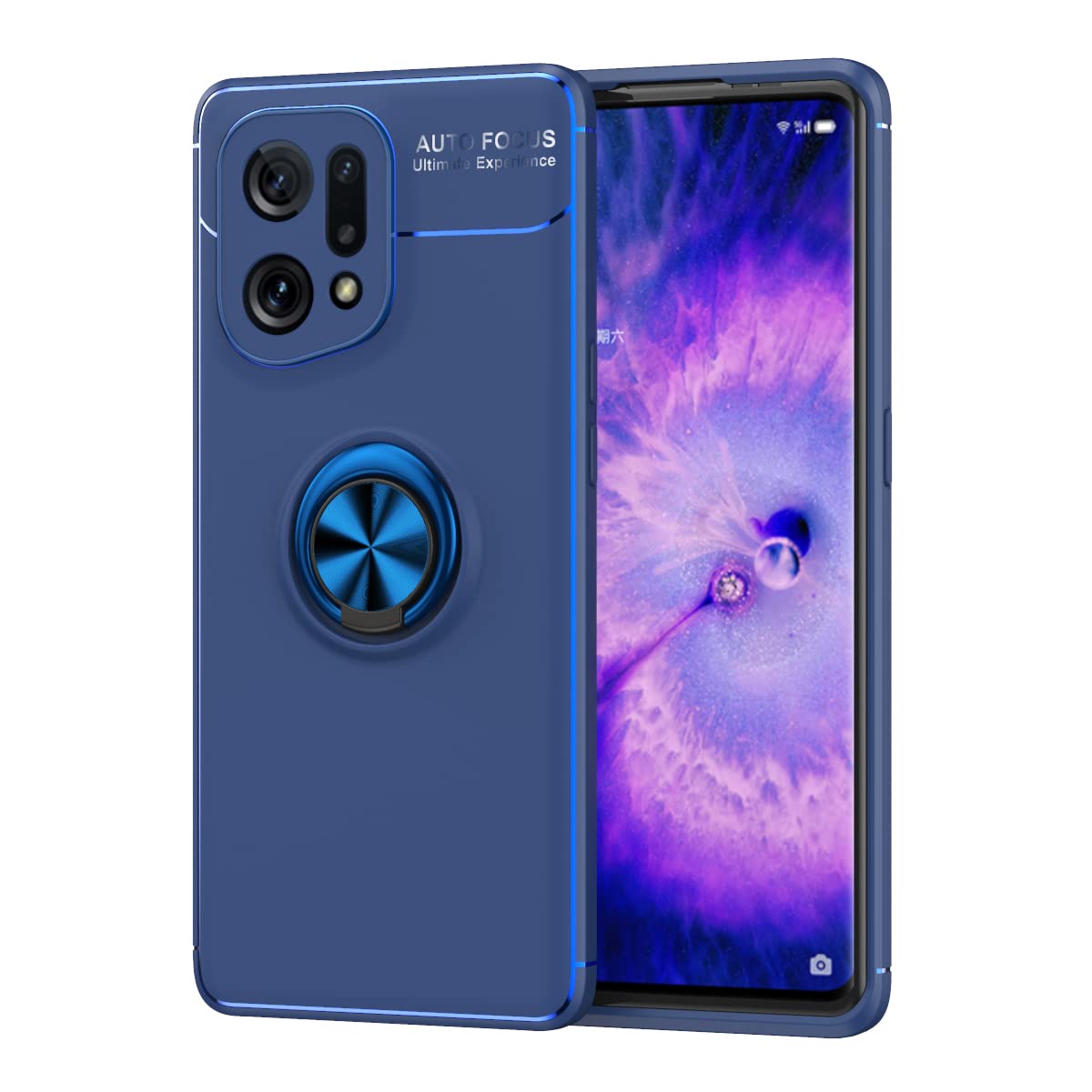 TingYR Case for Oppo Find X5, Ring Buckle Bracket, Soft TPU, Car Magnet Piece, Phone Case for Oppo Find X5.(Blue)