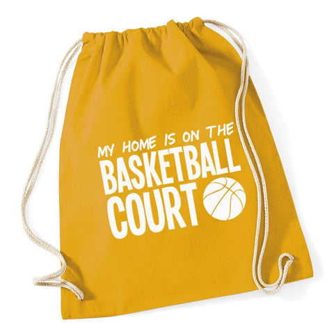 HippoWarehouse My Home is on the Basketball Court Drawstring Cotton School Gym Kid Bag Sack 37cm x 46cm, 12 litres