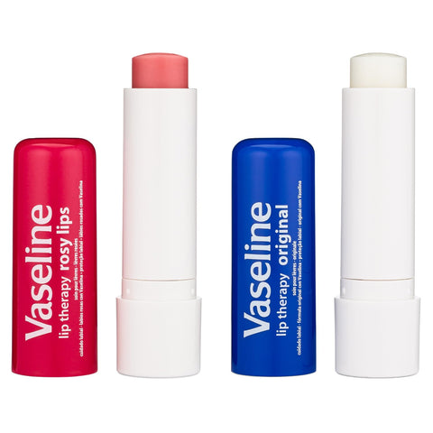 Vaseline Lip Therapy Variety 4-Pack - Original + Rosy Lips Moisturizing Lip Balm with Vitamin E, 0.16 Oz Ea