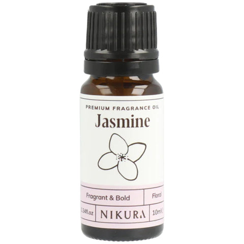 Nikura | Jasmine Fragrance Oil - 10ml | Perfect for Soap Making, Candle Making, Wax Melts, Diffuser | Great for use in Bath Bombs, Perfume Oil, Perfume Scents, Potpourri | Vegan & UK Made