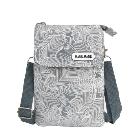 Fanshu Canvas Small Crossbody Cell Phone Bag for Women Crossbody Cell Phone Bag Wallet Mobile Phone Bag for Girls Mini with Shoulder Strap(Grey)