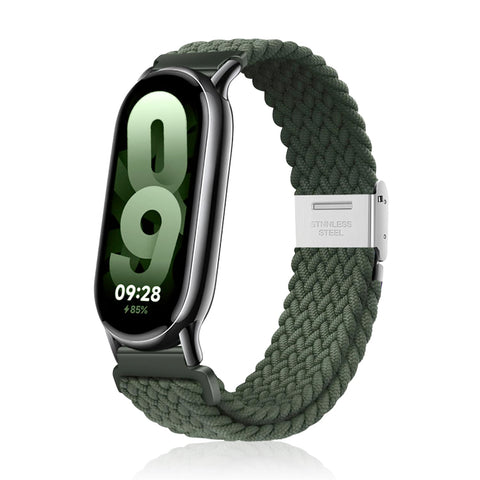 Niboow Strap Compatible with Xiaomi Smart Band 9 / Xiaomi Smart Band 8, Women Men Children Elastic Nylon Breathable Braided Watch Bands for Xiaomi Mi Band 9 / Xiaomi Mi Band 8 - Green
