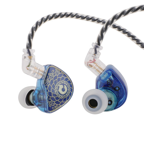 Linsoul TANGZU Wan’er S.G HiFi 10mm Dynamic Driver PET Diaphragm In-Ear Earphone With Ergonomic Shape, Detachable 2Pin OFC Braided Cable for Audiophile Musician DJ Stage (Blue, With Mic)