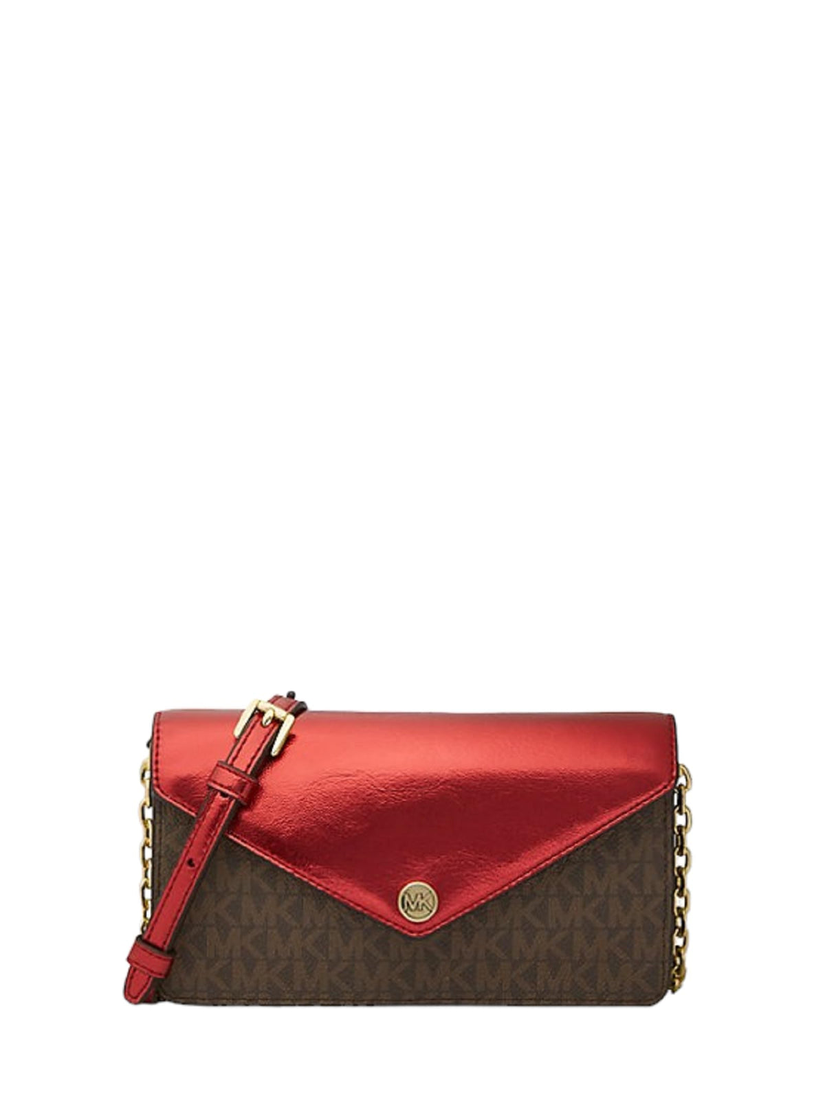 Michael Kors Small Logo Envelope Crossbody Bag (Crimson Metallic)