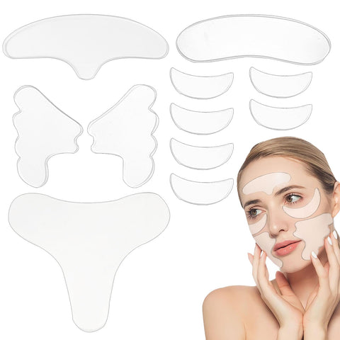 11 PCS Silicone Anti Wrinkle Patches, Reusable Forehead Wrinkle Patches, Neck Wrinkle Patches Chest Wrinkle Pads for Wrinkles Smoothing & Anti-Ageing