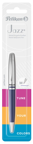 Pelikan Jazz Classic Ballpoint Pen, Medium Nib, Blue Ink Refill Included, Metal, Dark Blue, Blister Card, 1 Each (807104)