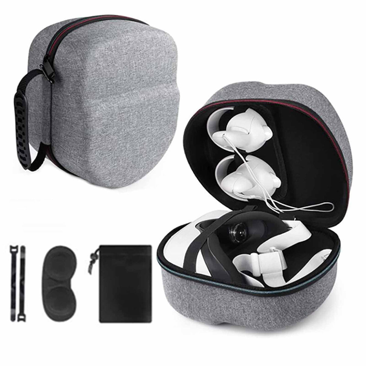 Case for Oculus Quest 2/Quest 3/Vision Pro Original/Elite Version VR Headset Accessories, VR Headset Carrying Case with Built-in Storage Compartment (Grey)