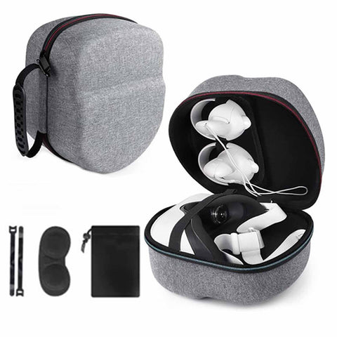 Case for Oculus Quest 2/Quest 3/Vision Pro Original/Elite Version VR Headset Accessories, VR Headset Carrying Case with Built-in Storage Compartment (Grey)