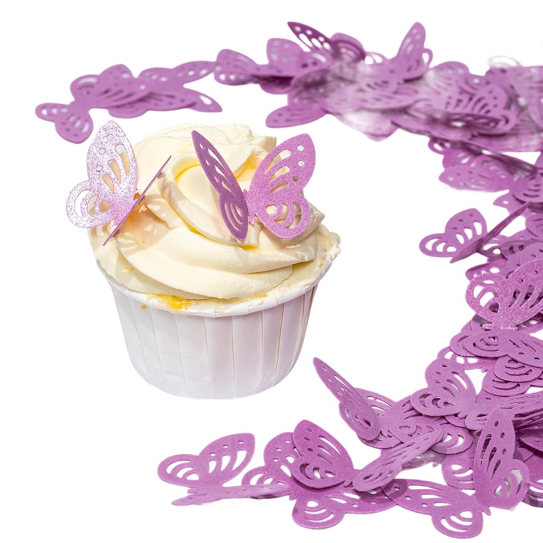 Purple Edible butterflies,Edible Flowers,Edible leaves, Wafer Paper Cake Cupcake Toppers for Decorating Rice Paper Flower Food Decorations for Baking Girl Birthday Party (Purple butterflies 60)