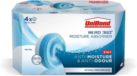 UniBond AERO 360ÃƒÆ’Ã†â€™ÃƒÂ¢Ã¢â€šÂ¬Ã…Â¡ÃƒÆ’Ã¢â‚¬Å¡Ãƒâ€šÃ‚Â° Moisture Absorber Neutral Refill Tab, ultra-absorbent and odour-neutralising, for AERO 360ÃƒÆ’Ã†â€™ÃƒÂ¢Ã¢â€šÂ¬Ã…Â¡ÃƒÆ’Ã¢â‚¬Å¡Ãƒâ€šÃ‚Â° Dehumidifier, Condensation Absorbers, 450 g ( Pack of 4)