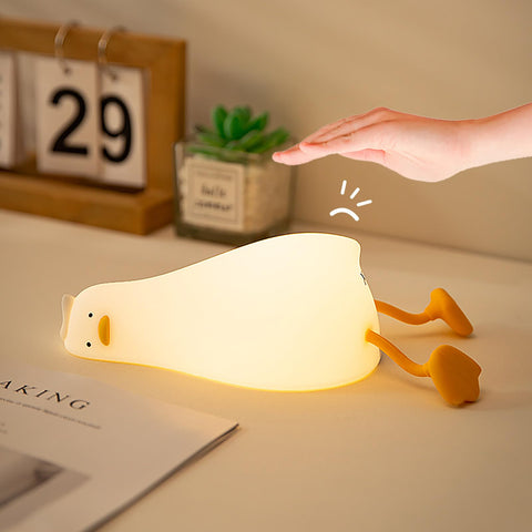ZVO LED Night Light Children, Flat Lying Duck Bedside Lamp with 3 Light Levels, Duck Night Lamp with Touch Control Timer, Dimmable for Children's Room, Bedroom Lights, Baby Room, Decoration, Birthday