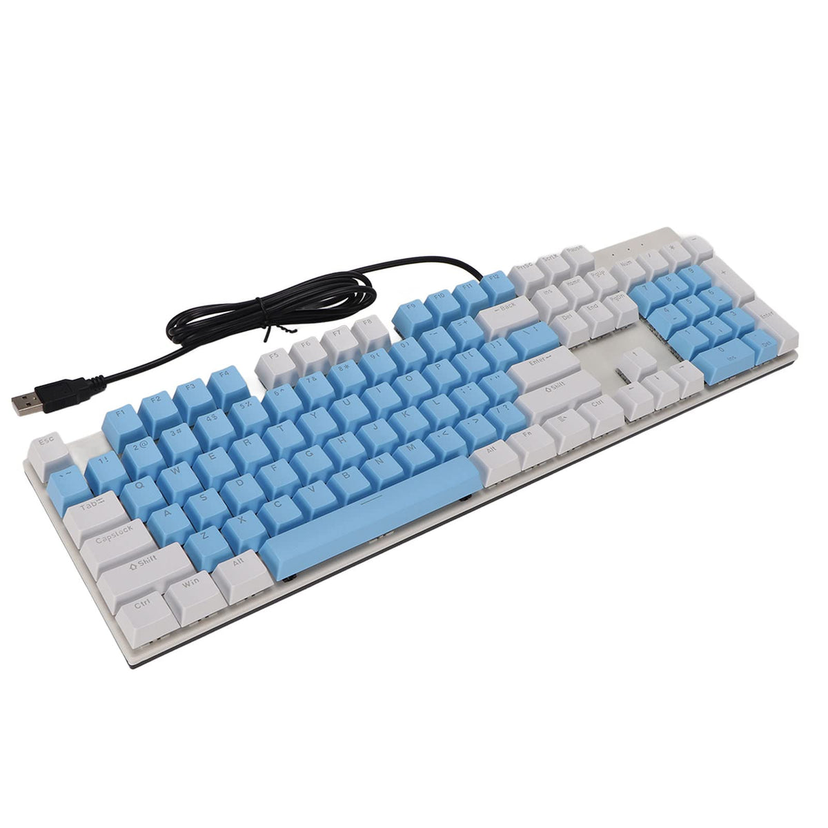 CCYLEZ Blue Switch RGB Scratch Resistant Gaming Keyboard for Win104 Keys Gaming Mechanical Keyboard Notebook Wearproof Mechanical Keyboard for PC (White Blue)