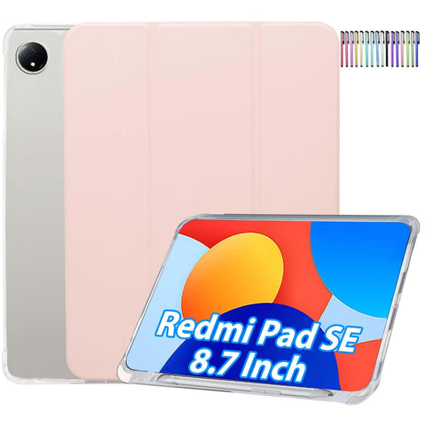 Case Compatible with Xiaomi Redmi Pad SE 8.7 Inch 4G 2024 Tablet + 1 Pc Stylus Pen, with Pen Holder, Auto Wake/Sleep, Cover for Redmi Pad SE 8.7", Pink