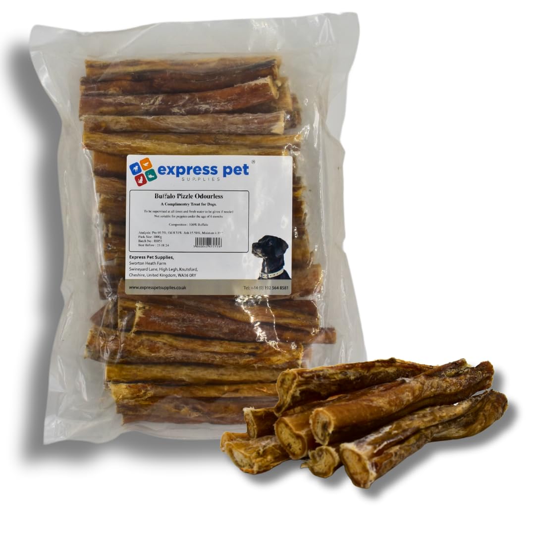 Express Pet Supplies Buffalo Pizzles 100% Natural Dog Treat Chew (200g)