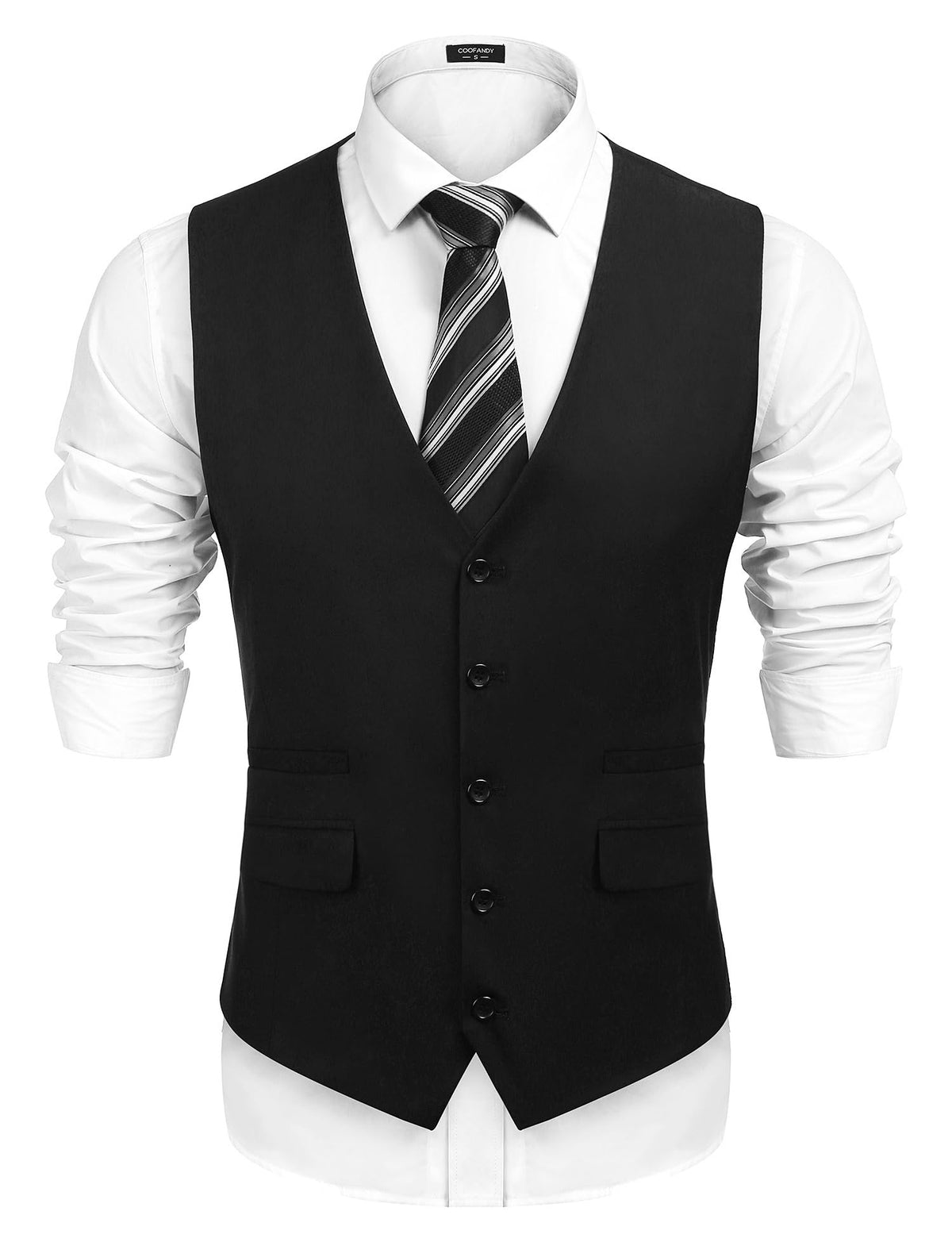 COOFANDY Men's Suit Vest Formal Business Dress Vest Casual Slim Fit Wedding Waistcoat (XXX-Large, Black)