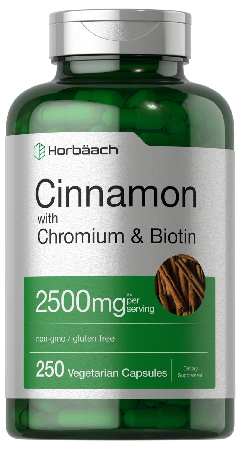 HorbÃ¤ach Cinnamon with Chromium Picolinate 2500mg | 250 Capsules | Plus Biotin | Vegetarian, Non-GMO, Gluten Free