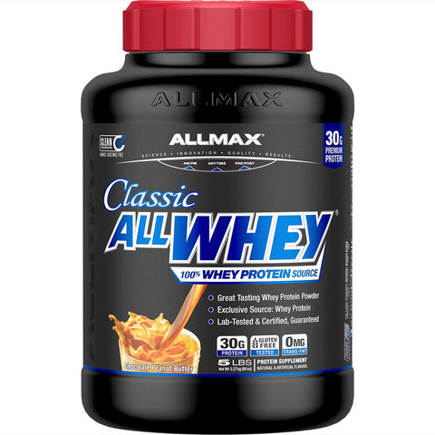 ALLMAX Classic ALLWHEY, Chocolate Peanut Butter - 5 lb - 30 Grams of Protein Per Scoop - Gluten Free - Approx. 49 Servings