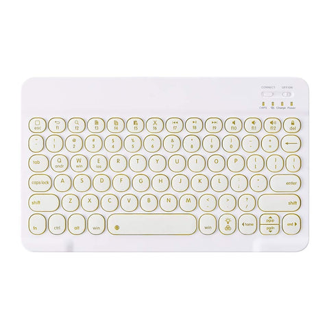INI Totetype Portable Bluetooth 7-Color Backlit Keyboard for 10.2 (9th 8th 7th Generation), 9.7 Inch iPad, 10.9 iPad Air 5, 4th Gen, iPad Pro 11 12.9, iPad Mini, Android Windows All Tablet - White