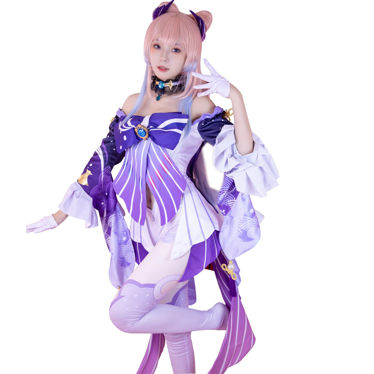 NSPSTT Genshin Impact Cosplay Kokomi Cosplay Sangonomiya Kokomi Costume Women Halloween Costume, X-Large