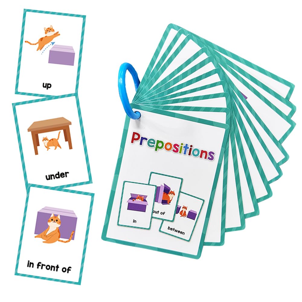 Lachilly Prepositions English Words Learning Flashcards, High Frequency Words, Beginning Reading, Kindergarten ESL Teaching Materials, Autism Learning Materials, Vocabulary Building, 10 Cards 18 Words