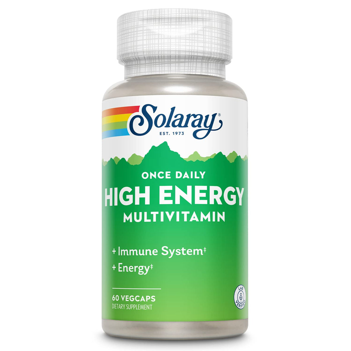SOLARAY Once Daily High Energy Multivitamin, Immune System and Energy Support, Whole Food and Herb Base Ingredients, Menâ€™s and Womenâ€™s Multi Vitamin, 60 Servings, 60 VegCaps