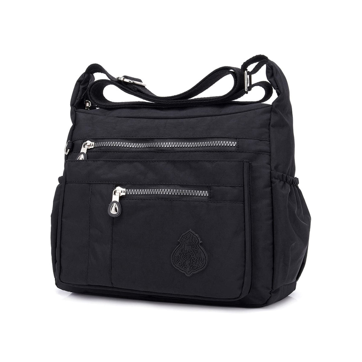 NOTAG Crossbody Bags for Women, Casual Multiple-Pocket Ladies Handbags Waterproof Lightweight Shoulder Bag for Traveling (Black)